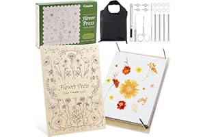 Caydo Flower Press Kit for DIY Bookmark Pressed Flower Frame, 11.8" x 8.3" 10 Layers Wooden Pressed Flowers Plant Press for Adults, Wedding Funeral Bouquet Preservation Kit, Gift for Craft Lovers