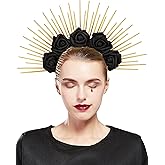 Fantherin Halo Crown with Roses Womens Mexican Flower Goddess Rose Spiked Sun Headpiece for Cosplay Halloween Costume