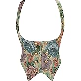 Dreay Womens Vintage Floral Print Underbust Corset Tops Vintage Boned Corset Belt Corset Vest