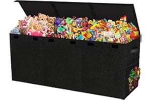 Mabahoo Extra Large Toy Box, Collapsible Sturdy Kids Toy Chest for Boys, Girls, 40"x14"x16" Storage Organizer Toddler Storage Bins with Lids, Toybox Basket for Living Room, Bedroom, Nursery, Black