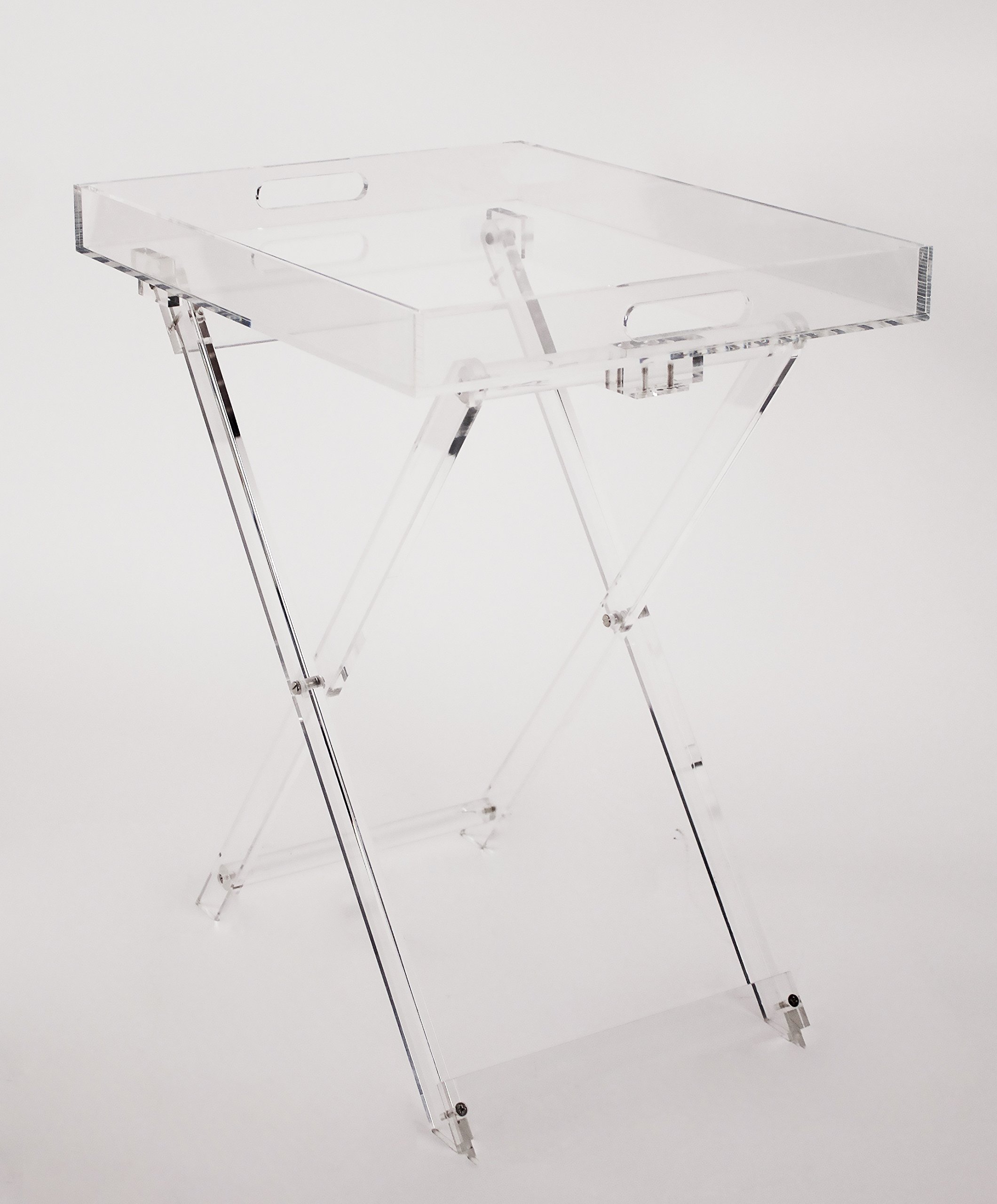 Clear Acrylic Lucite Folding Table TV Snack Serving Tray Portable Food