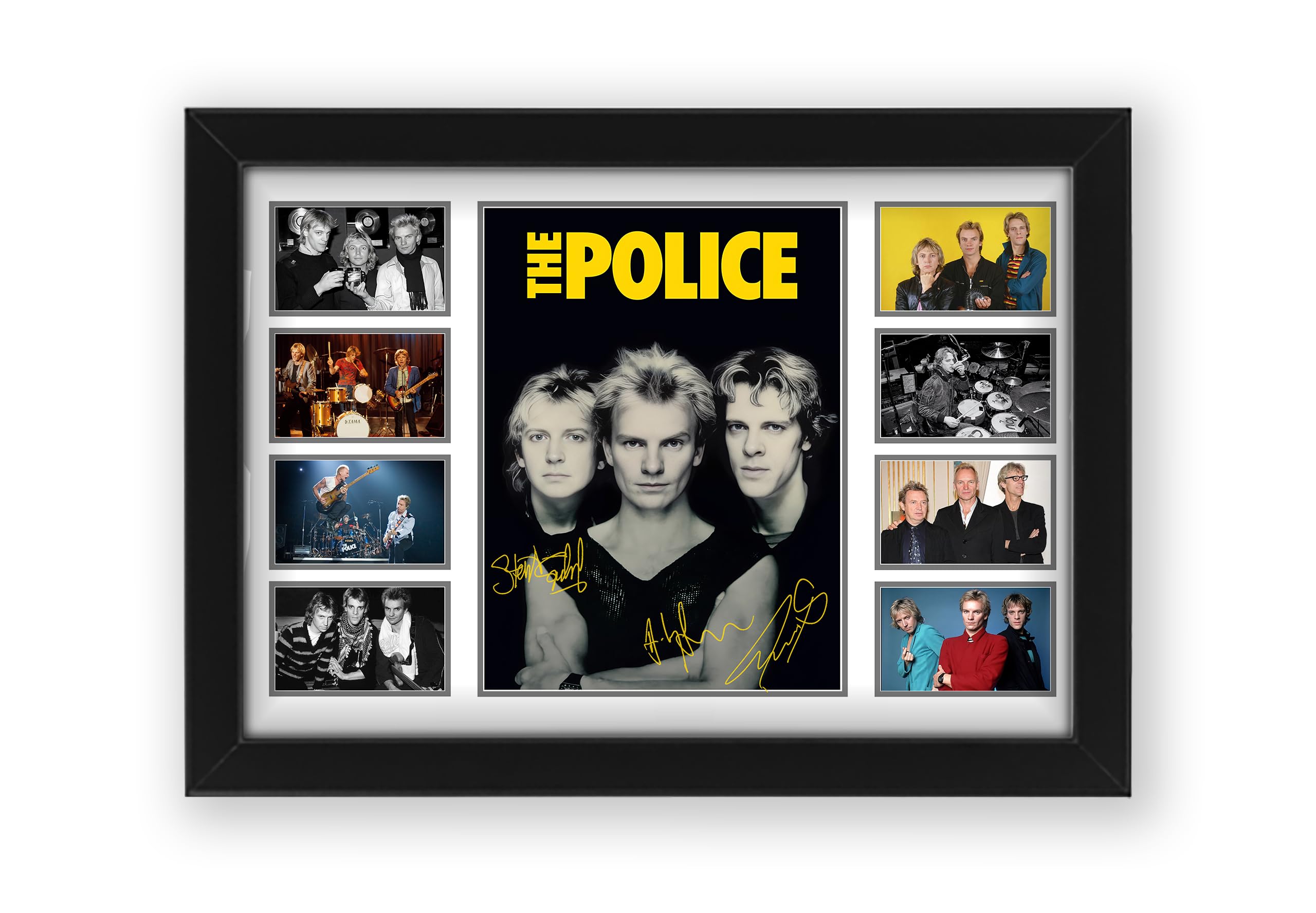 The Police Signed Poster Print - Limited Edition Autograph Fan Gift – Collectible Memorabilia Merchandise (Framed A3 (30x40cm))