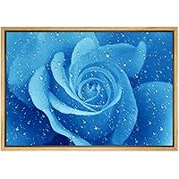 SIGNWIN Framed Canvas Print Wall Art Light Blue Extreme Flower Close Up Geometric Line Illustrations Modern Art Mid-Century Colorful Warm for Living Room, Bedroom, Office - 16