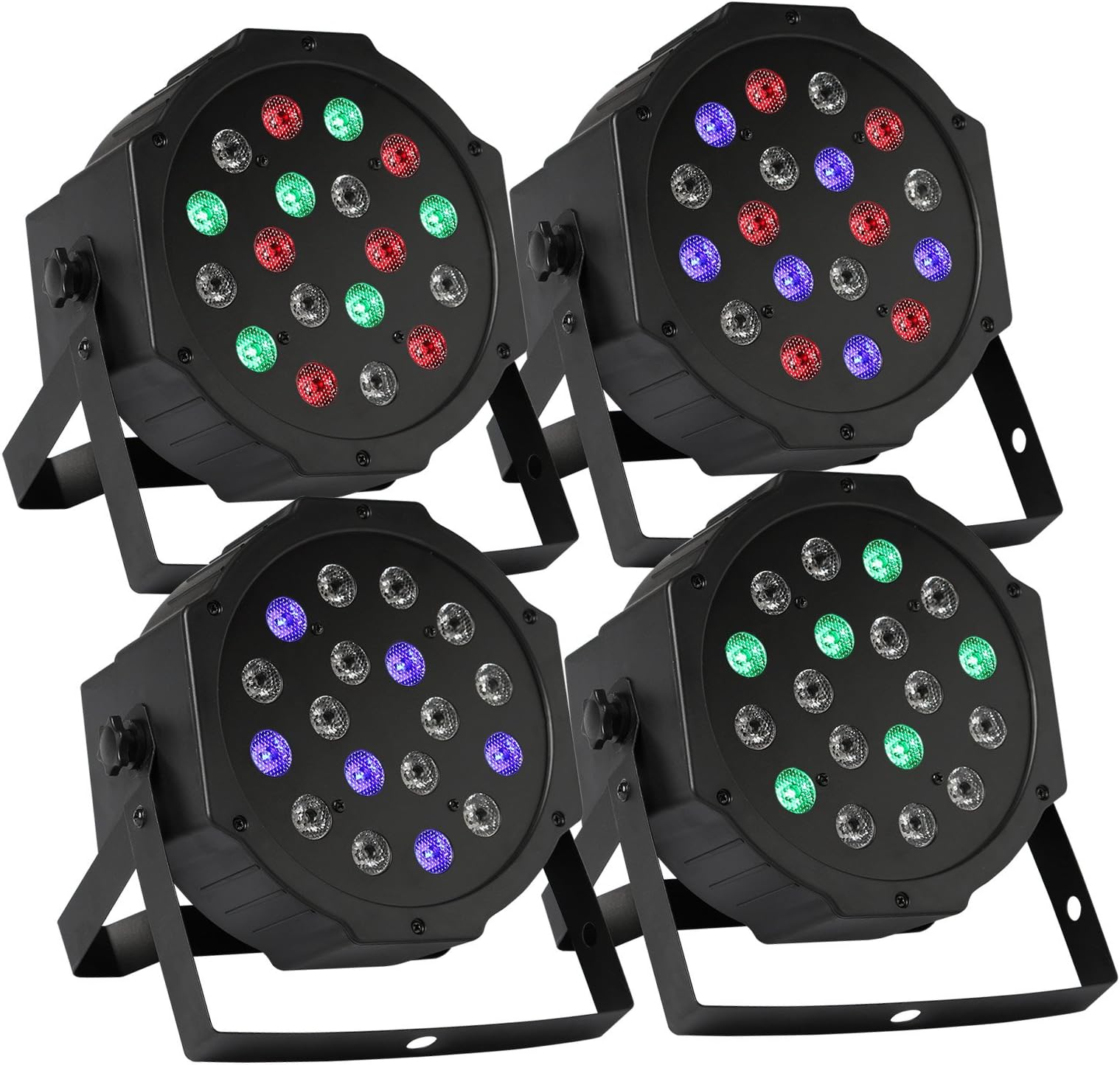 XeeStore 4pcs LED PAR Stage Light 18 X 3W Stage Lighting Auto DMX512 RGB Par64 Home Party DJ Club