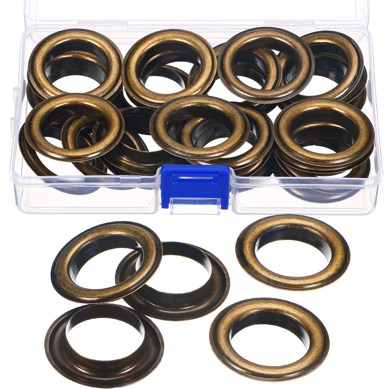 Chuangdi 25 Sets 1 Inch Grommets Eyelets Kit Metal Eyelets with Washers Curtain Grommet with Hole Self Backing for Leather, Tarp, Clothes, Canvas(Bronze)