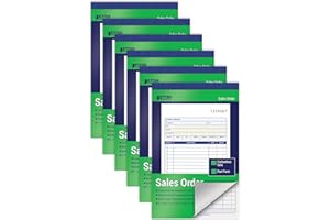 Better Office Products Large Sales Order Books, 6 Pack, 2-Part Carbonless (White/Canary Yellow), 5-7/16 x 8-7/16 inches, 50 Sets per Book, 300 Total Sets, 6 Books