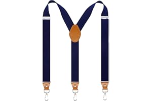 Doloise Mens Suspenders with 3 Swivel Hooks Belt Loops 1.4 Inch Wide Heavy Duty Adjustable Braces