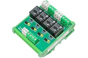 GAEYAELE 4 Channel Relay Module 1 SPDT DIN Rail Mount 12V DC/AC Interface Relay Module(FY-T734-12VACDC)