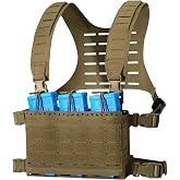 VisionTac Tactical Micro Chest Rig Laser Cut Molle Adjustable Detachable Harness with 5.56 Magazine Pouch Holders