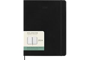 Moleskine 2024 Weekly Planner, 12M, Extra Large, Black, Soft Cover (7.5 x 10)