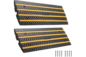 VEVOR Car Driveway Rubber Curb Ramp, 2 Pack 48.8-inch-Long Heavy Duty Low Profile Slope Ramps, 2.6’’ Rise, 33069 lbs Load Capacity, Reflective Safety Strips, for Vehicles, RVs, and Wheelchairs