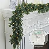OZFHUA 6 FT Christmas Garland Pre Lit Cedar Garlands Artificial Pine Cypress Garlands for Dining Tables Mantle Porches Outdoor Christmas Decorations
