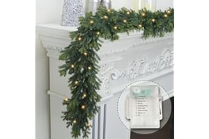 OZFHUA 6 FT Christmas Garland Pre Lit Cedar Garlands Artificial Pine Cypress Garlands for Dining Tables Mantle Porches Outdoor Christmas Decorations