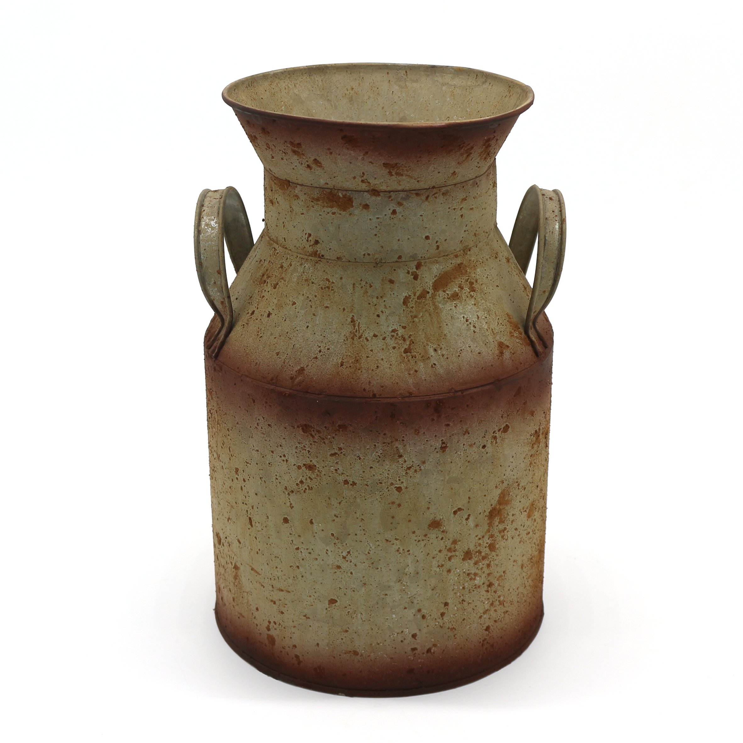 CVHOMEDECO. Galvanized Metal Milk Can, Old Rustic Primitives Jug Vase for Home and Garden Décor. Dia. 6.13 x 10 Inch