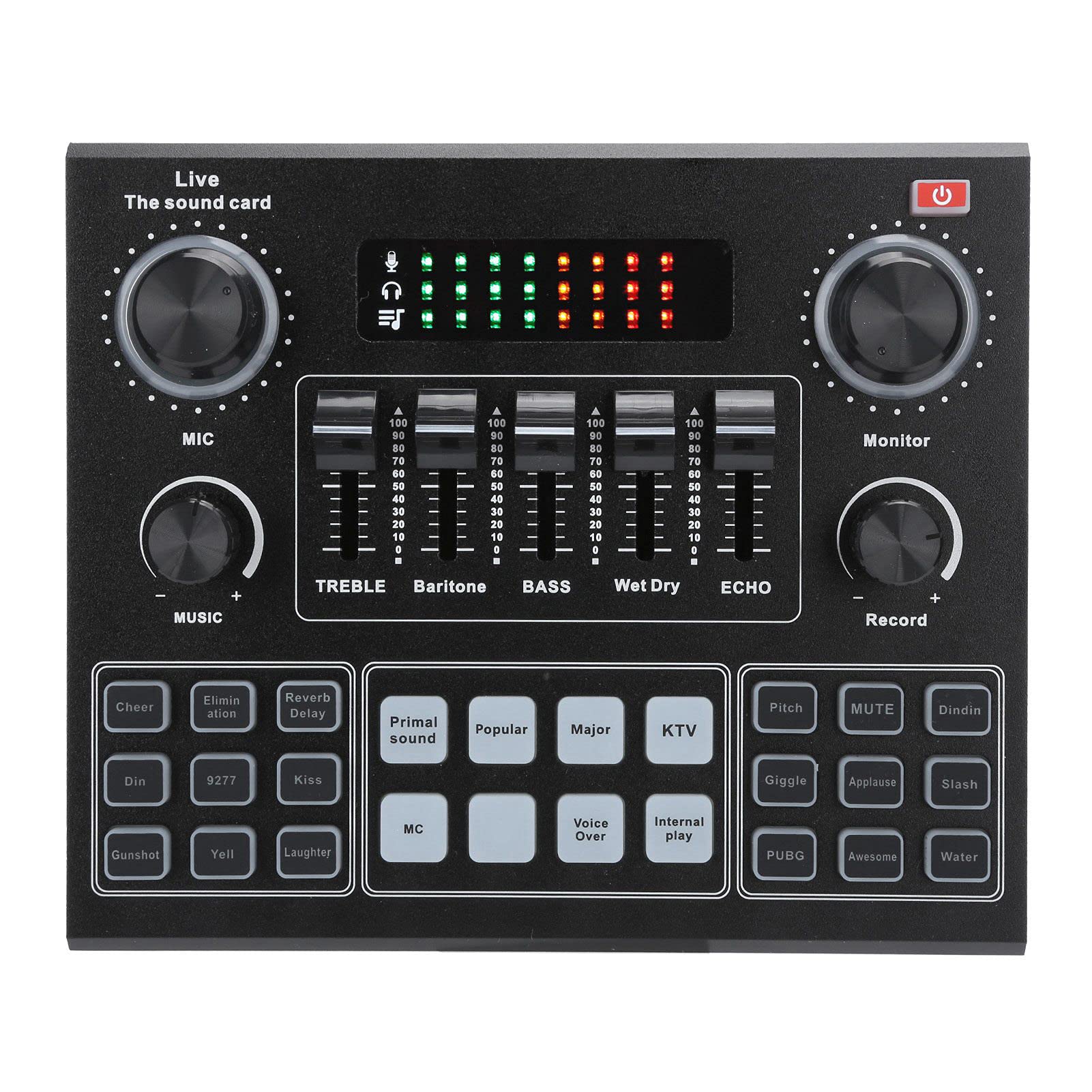 V9 Bluetooth Sound Card, Bluetooth Sound Mixer Board with 16Effects, Audio Mixer for Music Recording Singing Broadcast