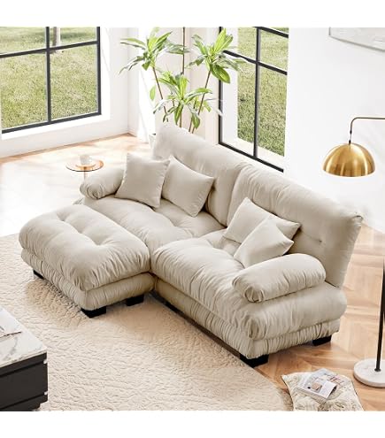 そふぁ Amazon.com: 84.6” Corduroy Loveseat with Ottoman, Oversized Double