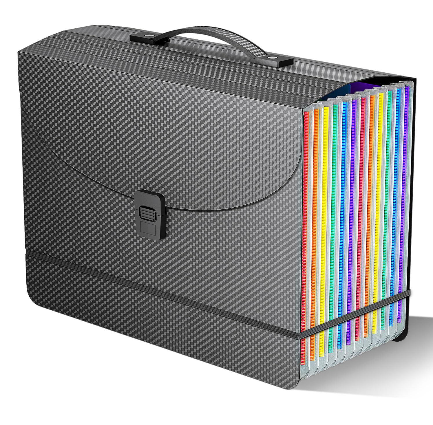 File Organiser Document Organiser Box Files Folder with Handle,13 Pockets Document Folders for Paperwork A4,Concertina File Expanding Filing Box A4 Folder,Paper Receipt and Bills Organiser, 2 x Tabs