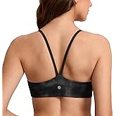 CRZ YOGA Butterlift Double Lined V Back Sports Bras for Women - Scoop Neck Spaghetti Strap Wireless Yoga Top Non Padded
