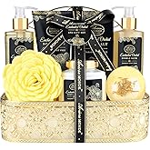 Spa Gift Baskets for Women, Gift Set for Mom Enchanted Orchid Scent, Home Spa Kit with Bubble Bath, Body Lotion, Bath Bomb, Bath Salt, Bath Gift Baskets, Birthday Gifts for Women
