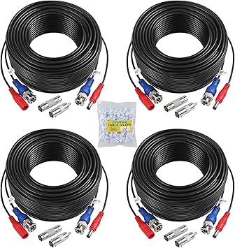 Amazon Com Sannce 4 Pack 100ft Bnc Video And Power Security Camera Cable With Bnc Connectors And Rca Adapters For Cctv Camera System 100pcs Cable Clips Black Camera Photo Amazon Com Sannce 4 Pack 100ft Bnc Video And Power Security Camera Cable With Bnc Connectors And Rca Adapters For Cctv Camera System 100pcs Cable Clips Black Camera Photo