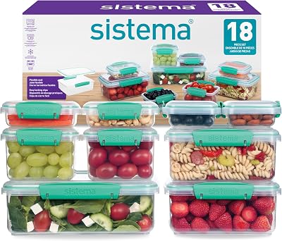 KLIP IT 9 Boîtes Alimentaires et Couvercles, Sarcelle, 18 Pièces