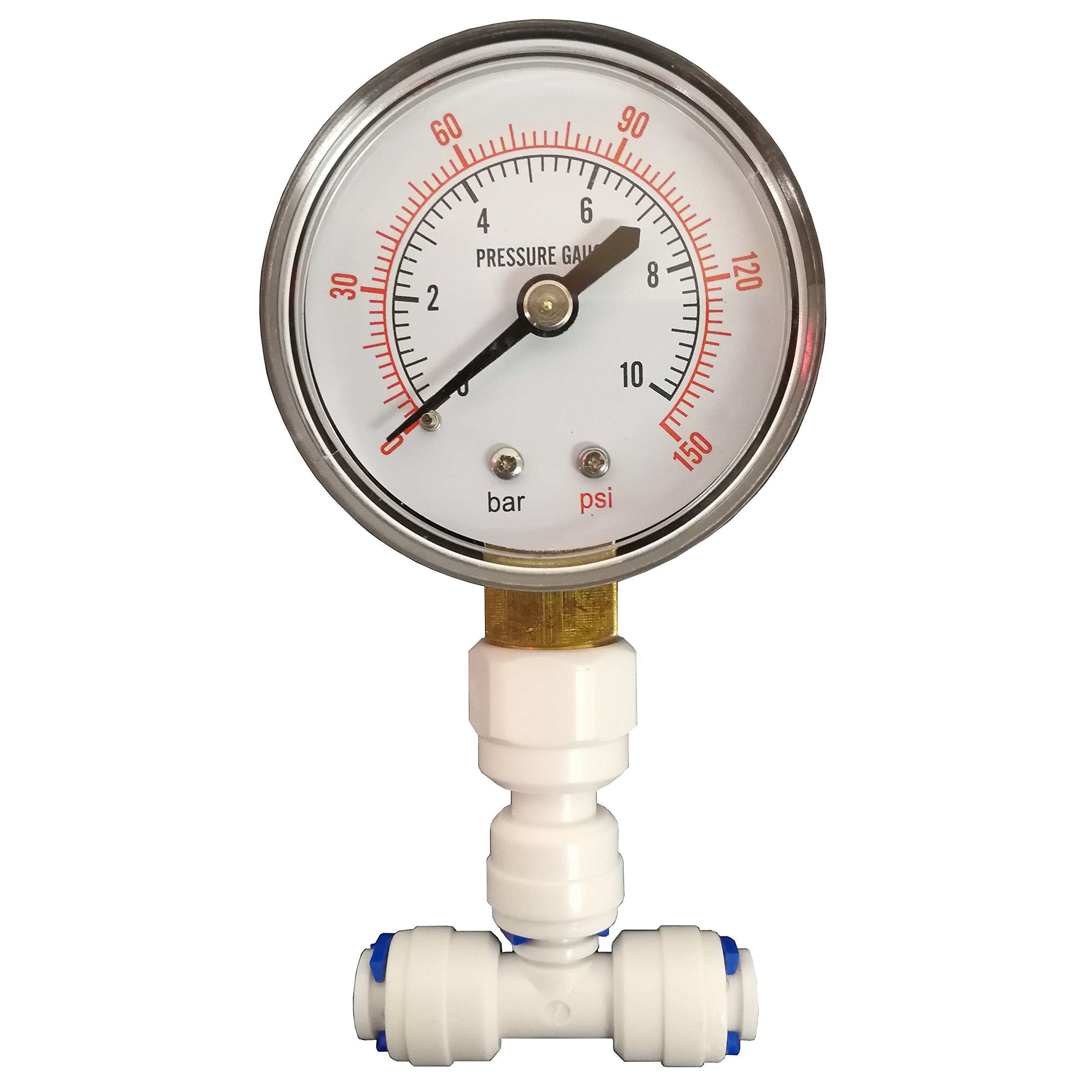 Pressure Gauge for Aquatic RO & Domestic Reverse Osmosis Systems With 1/4" connection by Finerfilters