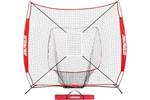 AOLIGEIJS 7'X7' Baseball Softball Practice Net,Pitching Net,Batting Net,with Baseball Tee,Bonus Strike Zone and Bow Frame,for Hitting,Pitching, Catching