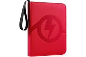 Premium Trading Card Binder 4 Pocket, GEAoffice PU Cover Card Collection Binder for 400 Cards, Sturdy Sports Card Holder for Standard Size Card, Card Album for YuGiOh, MTG, TCG, Game&Sports Cards, Red