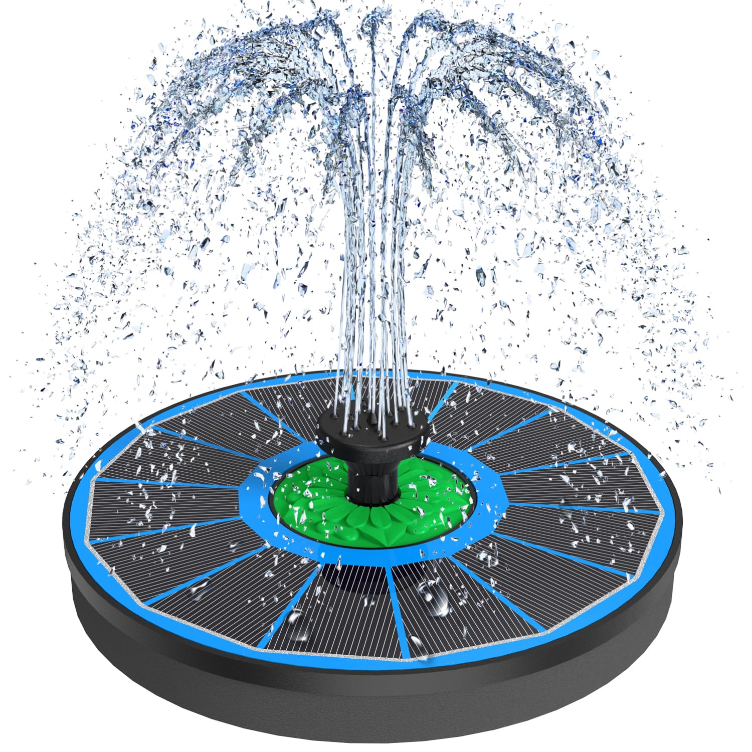 SZMP Solar Fountain Green Flower, Upgrade 3.5W Solar Bird Bath Fountains, Solar Powered Water Fountain with 7 Nozzles, 4 Fixed Pipes for Hummingbirds, Bird Bath, Garden, Pool, and Pond