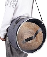 Ohiyoo Large Round Felt Hat Box Storage Foldable Hat Carrier for Hats Toys view 7