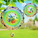 3D Metal Wind Spinner, (2PCS) Hummingbird Hanging