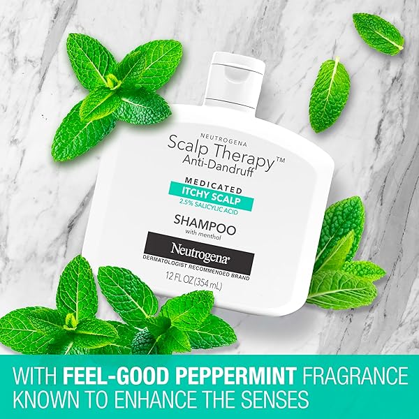 NEUTROGENA SCALP THERAPY ANTI-DANDRUFF SHAMPOO FOR ITCHY SCALP, 2.5% SALICYLIC ACID WITH PEPPERMINT FRAGRANCE, 12 FL OZ