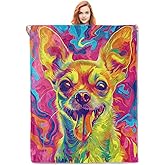 Chihuahua Blanket Gifts for Women Girls Soft Warm Lightweight Cozy Plush Colorful Cute Dog Animal Throw Blankets for Bedroom Living Room Sofa Home Decor 60"x50"