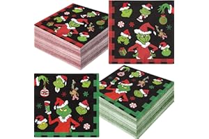 HIGZYOVN 48Pcs Merry Christmas Decorations Christmas Party Supplies Tableware Set Napkins Tableware for Party Decorations Happy Holidays Decorations