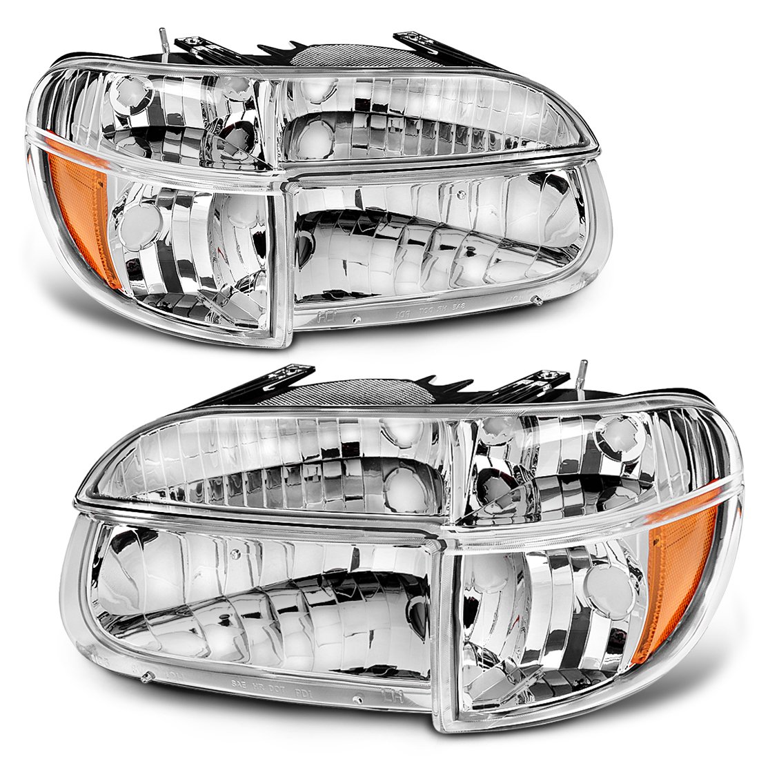Photo 1 of **HAS SCRATCHES** AUTOSAVER88 Headlight Assembly Compatible with 1995-2001 Ford Explorer/1997 Mercury Mountaineer OE Style Replacement Headlamps Chrome Housing with Amber Reflector Clear Lens + Corner Lights