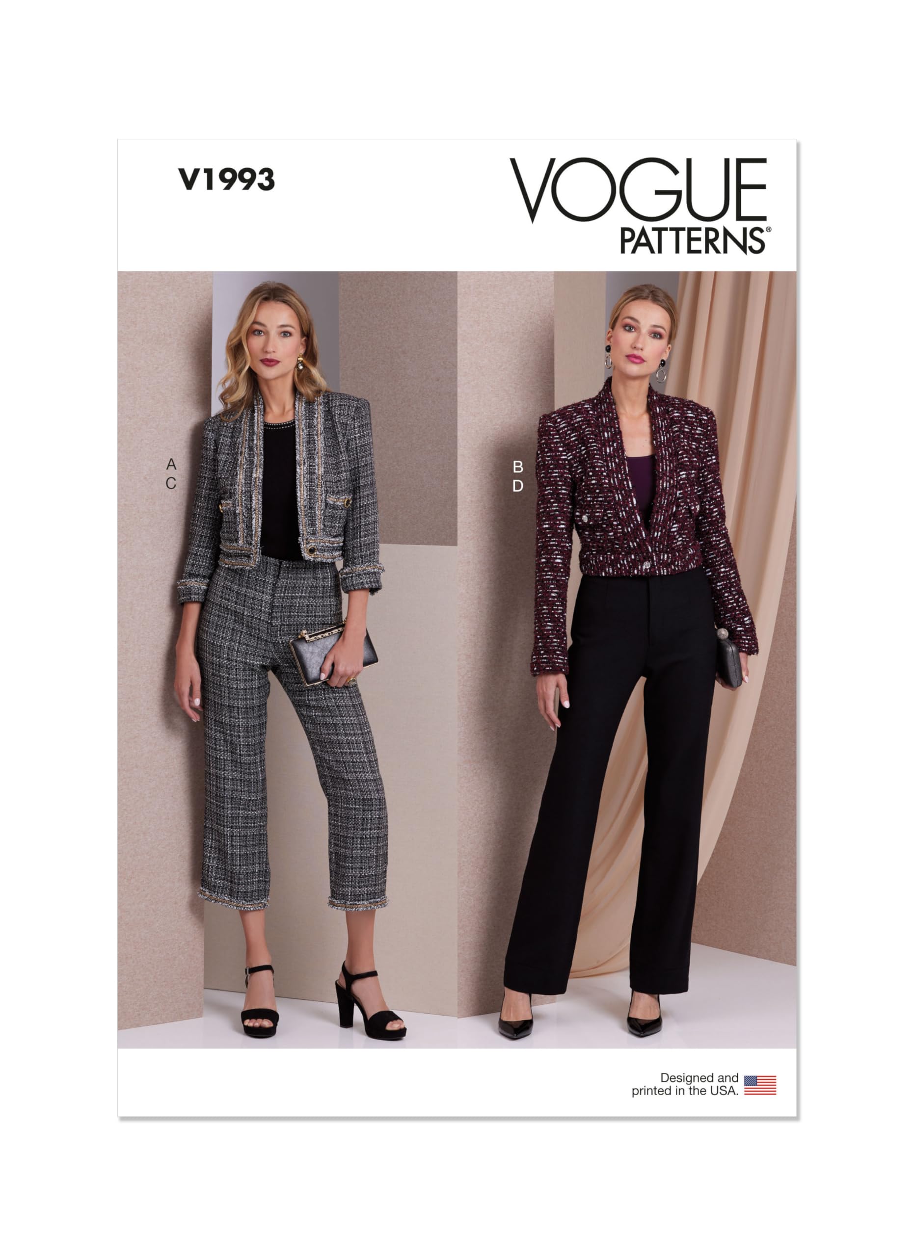 VOGUE PATTERNS V1993H5 Misses' Jacket and Trousers H5 (6-8-10-12-14)