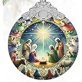 Christian Gifts: Nativity Christmas Ornaments - Religious Gifts for Kids and Women of Faith - Christmas Tree Decoration Stained Glass Nativity Ornament