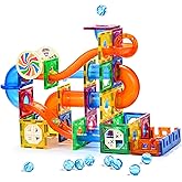 MAGBLOCK 85PCS Marble Run Magnetic Tiles Toy Building Blocks STEM Ages 5+ | Educational Brain Development Kit, Magnet Construction Toys for Boys Girls Kids Age 5 6 7+ Years Old
