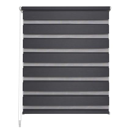 Liedeco® DUO Rollo Klemmfix - 80 x 200 cm anthrazit (Breite x Höhe) / transparent lichtdurchlässig blickdicht und stufenlos v