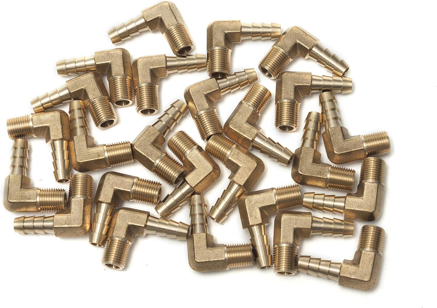 LTWFITTING 90 Deg Elbow Brass Barb Fitting 1/8-Inch Male BSPT x 6mm ID Hose(Pack of 25), 6mm ID Hose x 1/8" Male BSPT