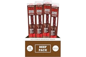 etta says! Yumm Sticks - Real Meat Beef Dog Jerky Treats - Human Grade - Made in The USA (12 Count Pack of 1)