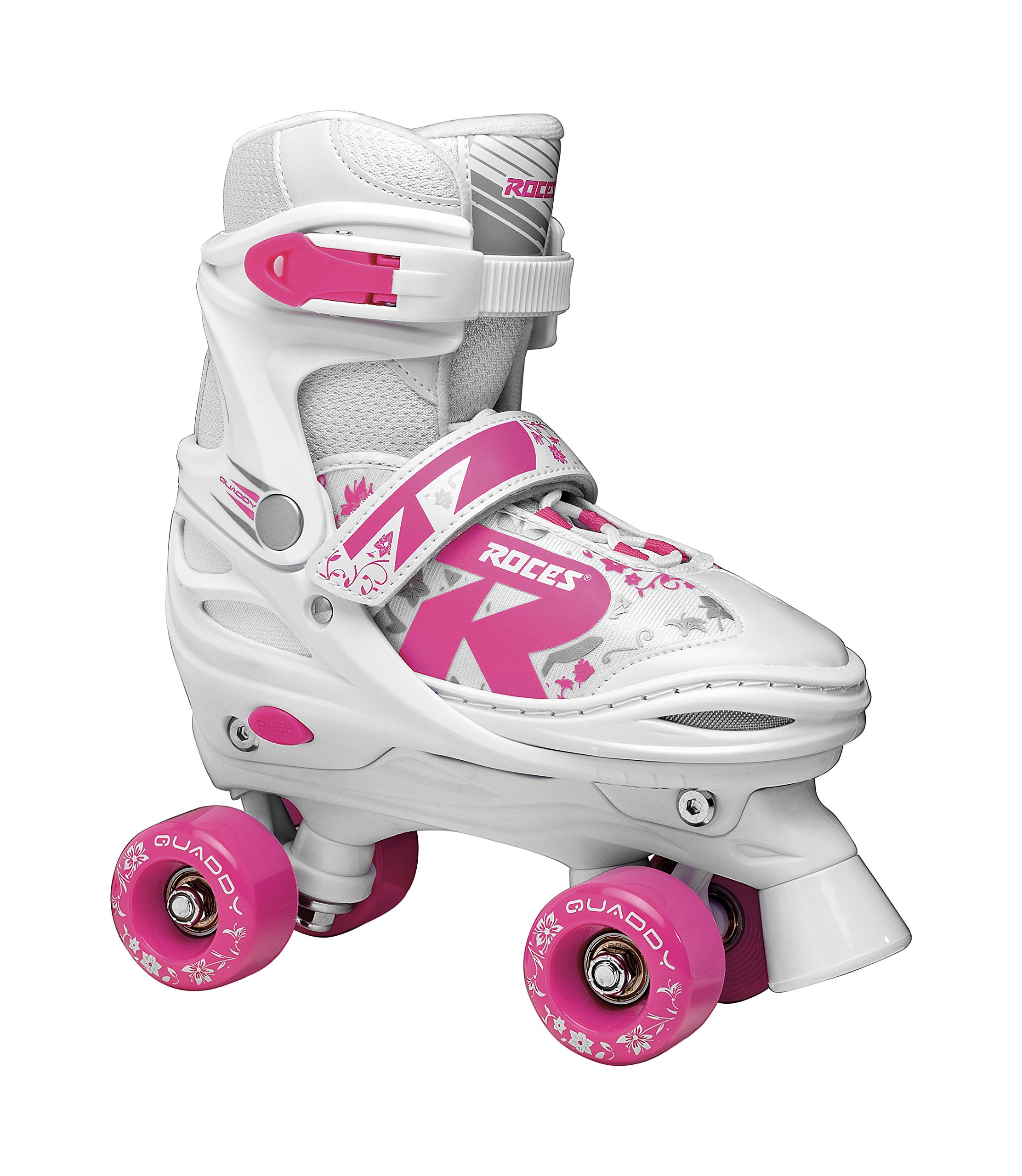Roces Quaddy 2.0 Girl Children's Roller Skates Adjustable, girls, Adjustable roller skates, 550087, White/Pink, 38/41