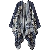 Lncropo Women's Shawls Wraps Winter Open Front Poncho Cape Oversized Cardigan Sweater