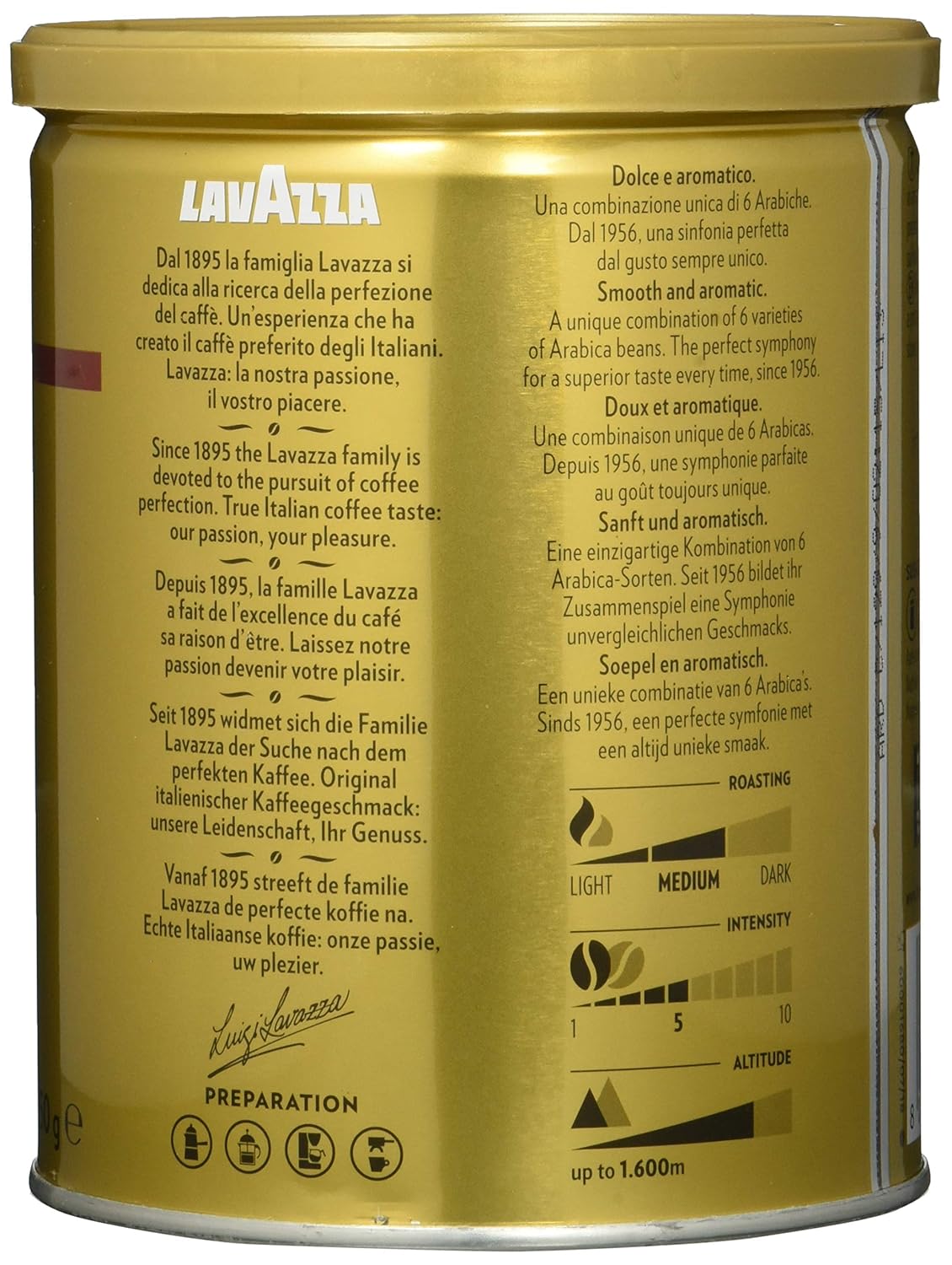 Amazon Com Lavazza Quality Oro Ground Coffee Can 250gr Grocery Gourmet Food