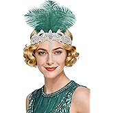 BABEYOND 1920s Headpiece Flapper Headband - Roaring 20s Crystal Showgirl Hair Band Great Gatsby Headband with Feather