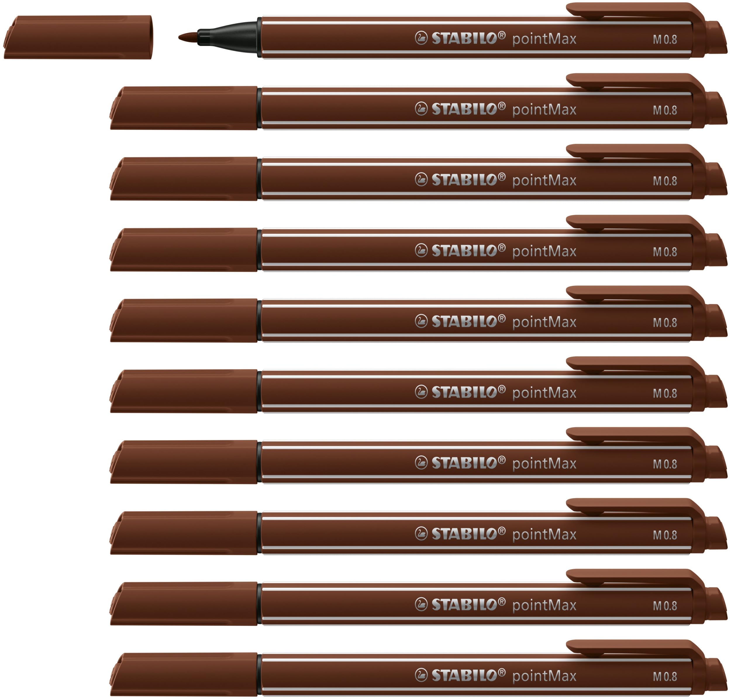 STABILO Nylon Tip Writing Pen pointMax - Pack of 10 - brown