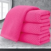 VOOVA & MOVAS Bathroom Hand Towels Set of 4, Large 18"x28" - 100% Cotton | Quick Dry | Light Weight | Thick | Soft | Absorption, Luxury Hand Towels for Showering, Hot Pink Bathroom Decor