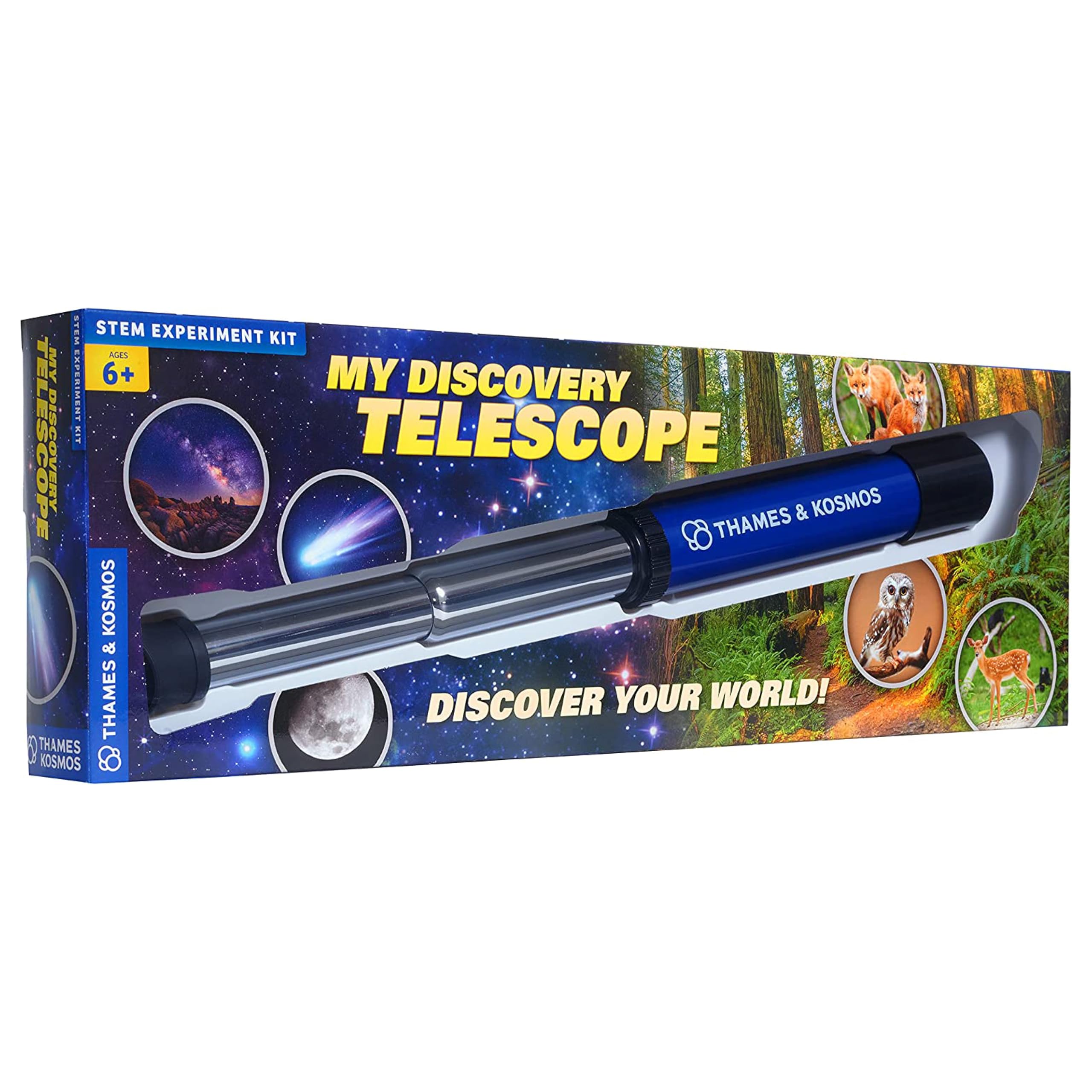 Thames & Kosmos My Discovery Telescope | 12X Optical Magnification | Kids Telescope for Stargazing & Nature | View Wildlife & Stars | STEM Toy for Ages 6+