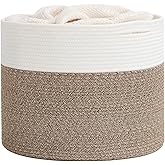 Goodpick 15.8 x 15.8 x 13.8 Inches Blanket Basket - Cotton Rope Baskets for Blankets & Toys, Nursery & Living Room Decor (Sof