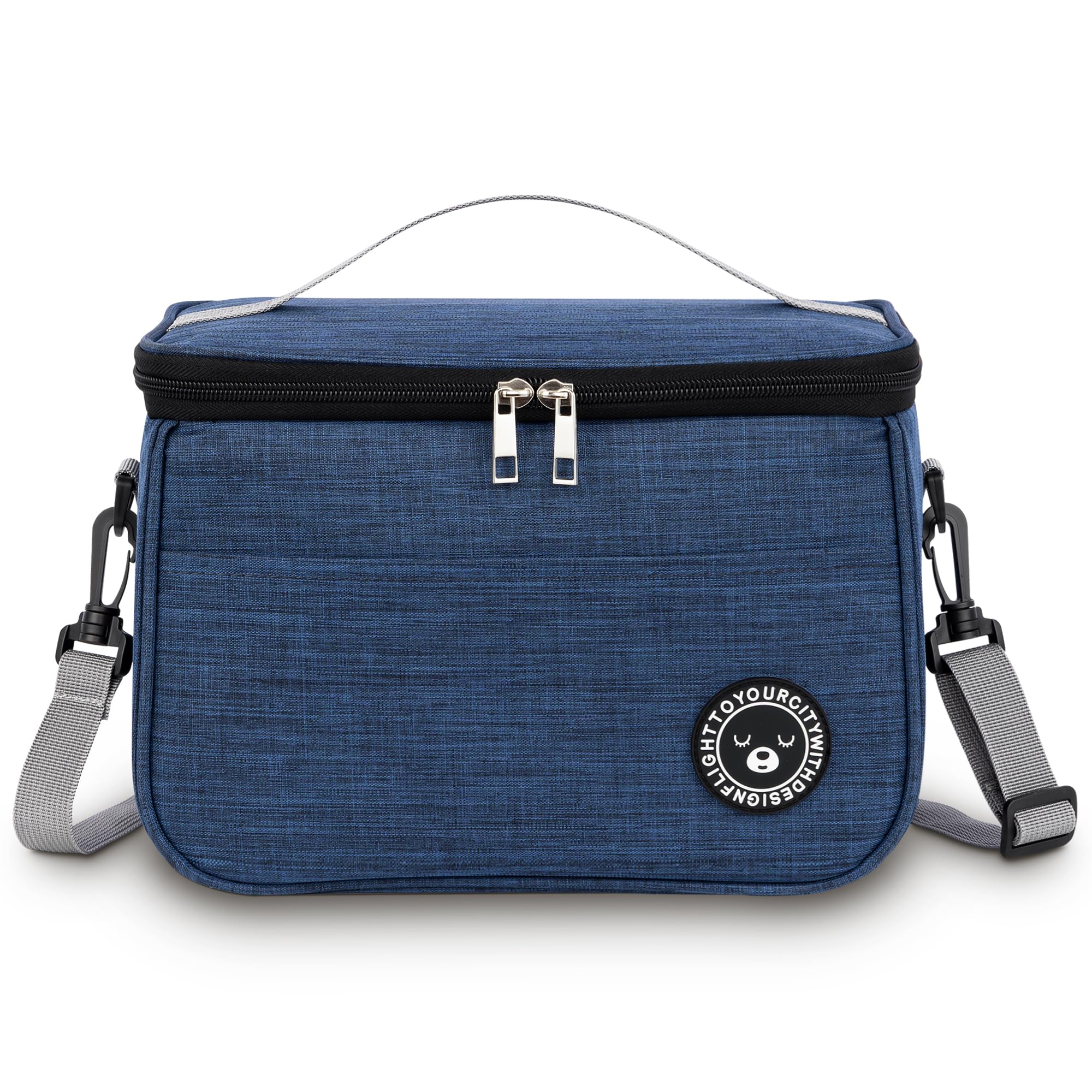 BEHONA 9L Insulated Lunch Bag for Adults, Foldable Cooler Bag with Oxford Fabric & Aluminum Foil Lining, Office Gym Commute Lunch Tote (Blue)